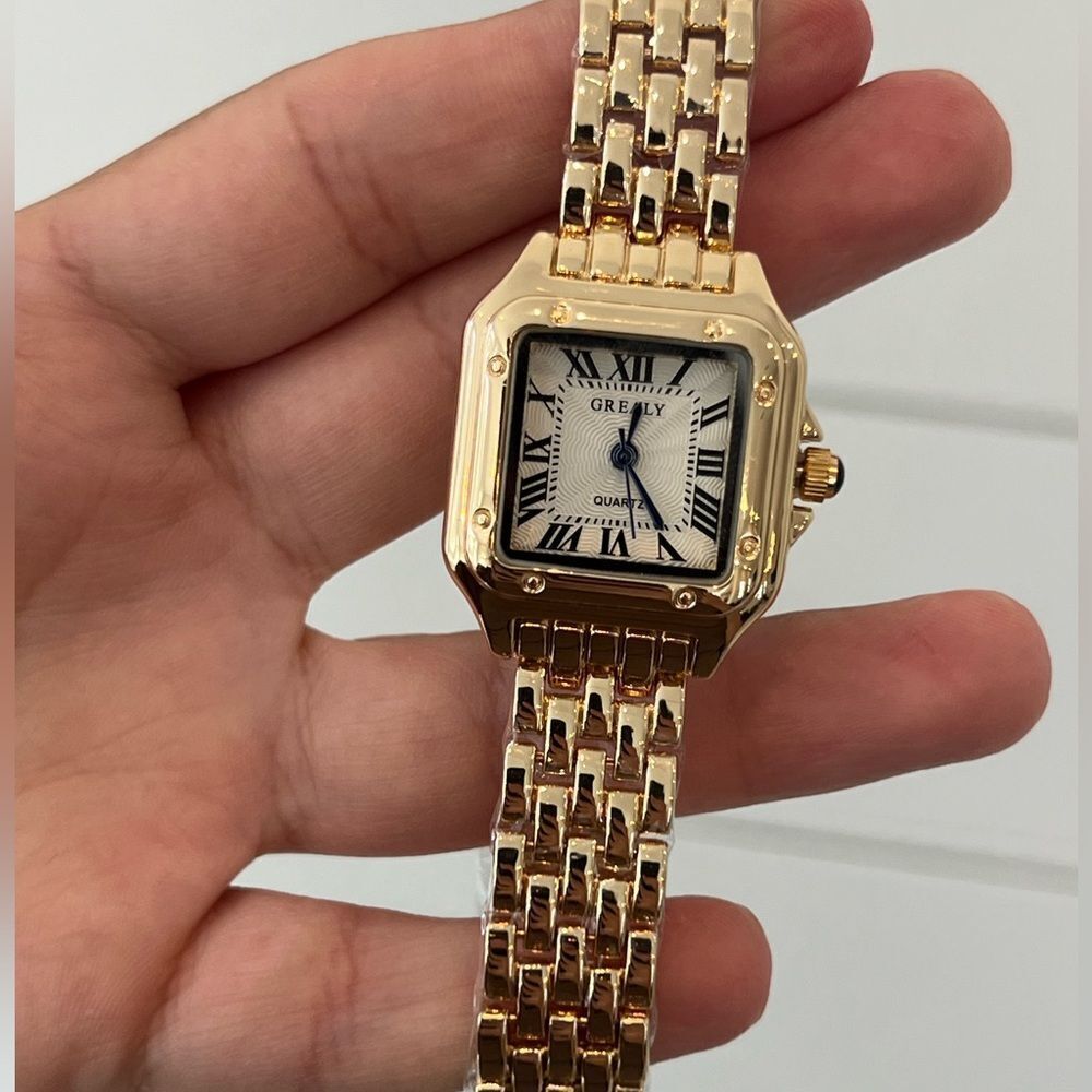 Panthere Classic Stainless Steel Gold Square Watch - Timeless Sophistica… - Picture 3 of 16